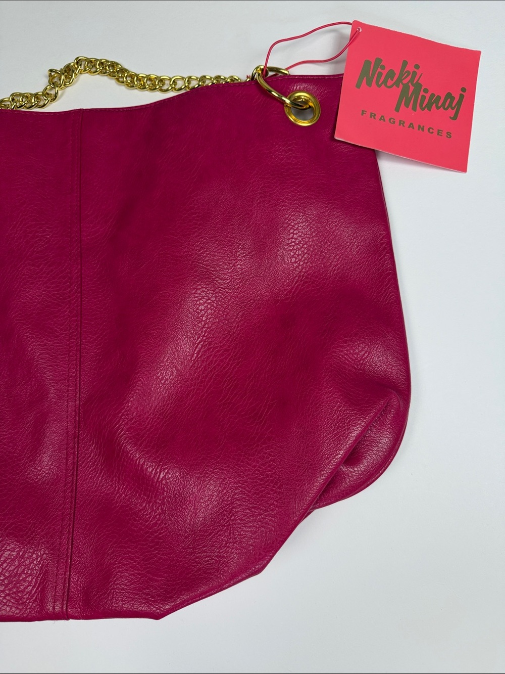 Niki Minaj Fragrances Hot Pink Studded Shoulder Bag Gold Chain Strap Y2K Glam - Picture 3 of 9